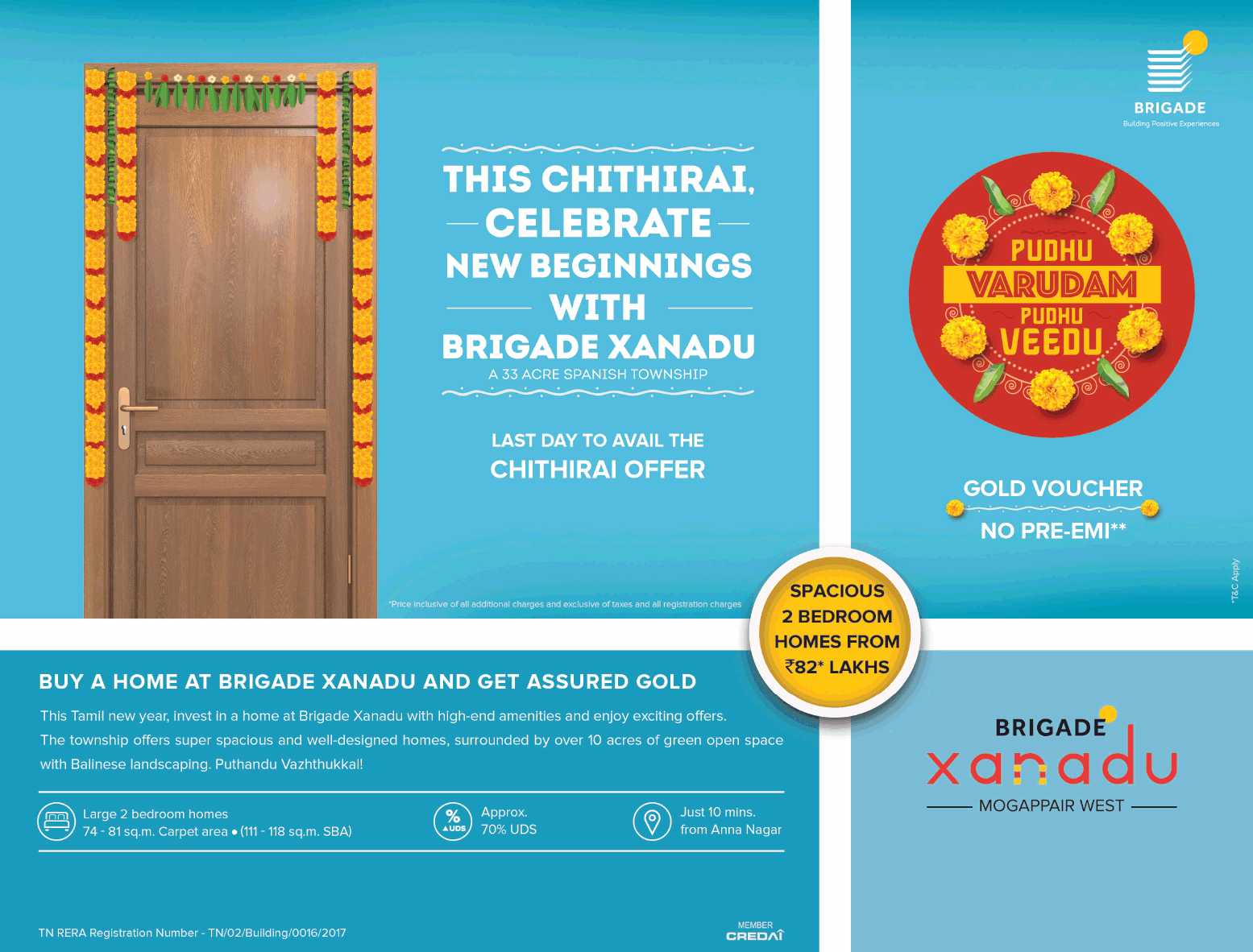 Get assured gold by booking home at Brigade Xanadu in Chennai